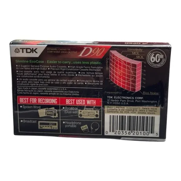 NEW TDK D90 Cassette Tapes IECI Type I High Output Factory Sealed Japan - Picture 3 of 3